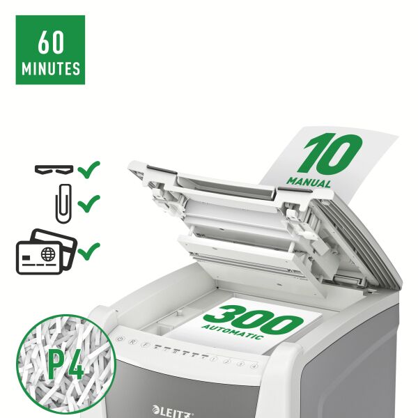 Leitz IQ Autofeed Office 300 P4 Paper Shredder - Image 2