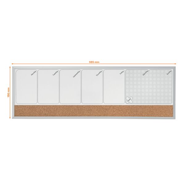 Nobo Magnetic Whiteboard Weekly Planner 585x190mm - Image 4