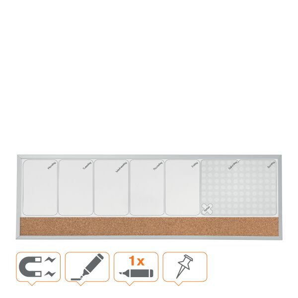 Nobo Magnetic Whiteboard Weekly Planner 585x190mm - Image 3