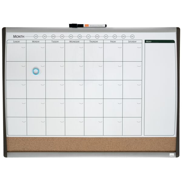 Nobo Monthly Whiteboard Planner & Cork Board
