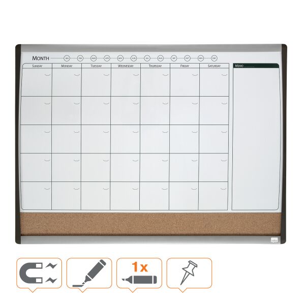 Nobo Monthly Whiteboard Planner & Cork Board - Image 2