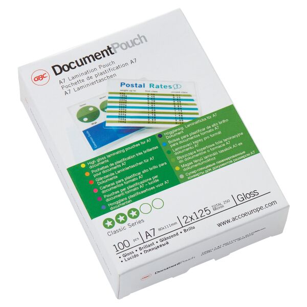 GBC A7 Gloss Laminating Pouches 250 Micron